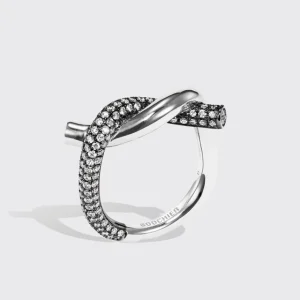 BLACK GOLD-WHITE GOLD HALF DIAMOND TIES RING>Boochier Fashion