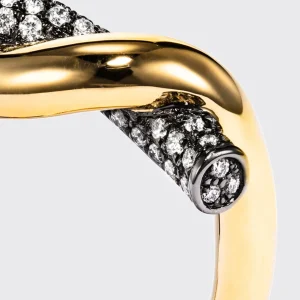 BLACK GOLD-YELLOW GOLD HALF DIAMOND TIES RING>Boochier New