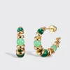 CHRYSOPRASE & MALACHITE YELLOW GOLD GUMBALL SLINKEE EARRINGS>Boochier Hot