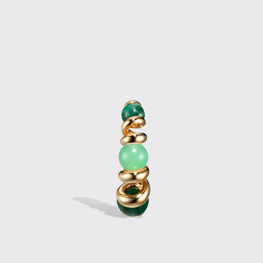 chrysoprase__malachite_ye_1.webp CHRYSOPRASE & MALACHITE YELLOW GOLD GUMBALL SLINKEE EARRINGS>Boochier Hot