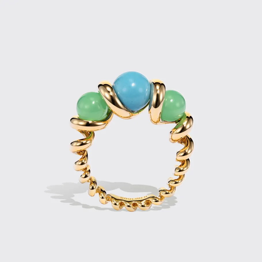 chrysoprase__turquoise_sl_1.webp CHRYSOPRASE & TURQUOISE SLINKEE GUMBALL RING>Boochier Clearance