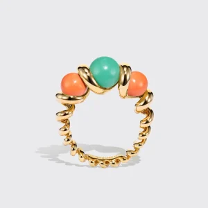 CORAL & CHRYSOPRASE GUMBALL SLINKEE RING>Boochier Discount