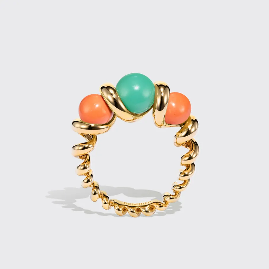 coral__chrysoprase_gumbal_1.webp CORAL & CHRYSOPRASE GUMBALL SLINKEE RING>Boochier Discount