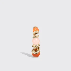 CORAL & PINK OPAL YELLOW GOLD DIAMOND GUMBALL SLINKEE EARRINGS>Boochier New