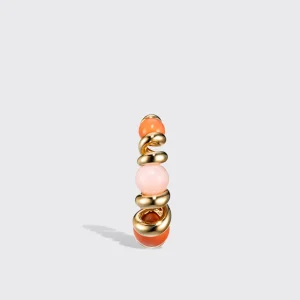 CORAL & PINK OPAL YELLOW GOLD GUMBALL SLINKEE EARRINGS>Boochier Best