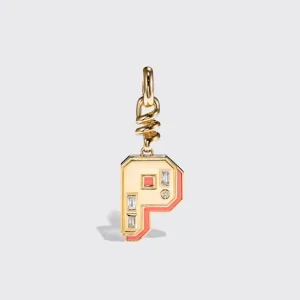 CORAL NOSTALGIA LETTER CHARM>Boochier Hot