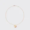 CORAL YELLOW GOLD CLOVER LEAF NECKLACE>Boochier Sale