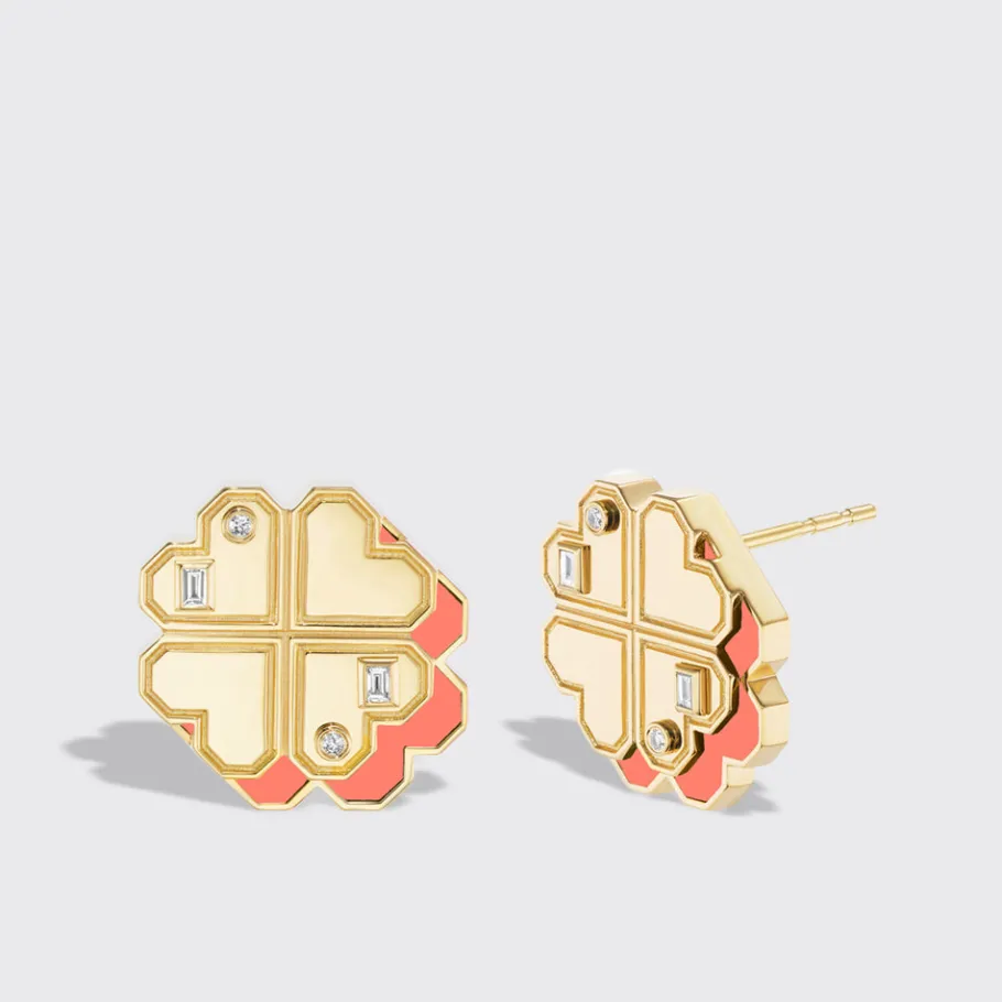 coral_yellow_gold_clover__0.webp CORAL YELLOW GOLD CLOVER LEAF STUDS>Boochier Online