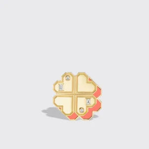 CORAL YELLOW GOLD CLOVER LEAF STUDS>Boochier Online