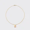 CORAL YELLOW GOLD LETTER NECKLACE>Boochier Clearance
