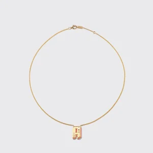 CORAL YELLOW GOLD LETTER NECKLACE>Boochier Clearance