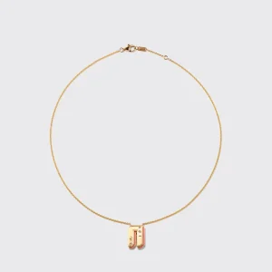CORAL YELLOW GOLD LETTER NECKLACE>Boochier Clearance