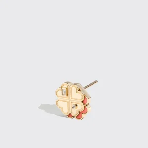 CORAL YELLOW GOLD MINI CLOVER LEAF STUDS>Boochier Fashion