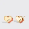 CORAL YELLOW GOLD MINI HEART STUDS>Boochier Discount