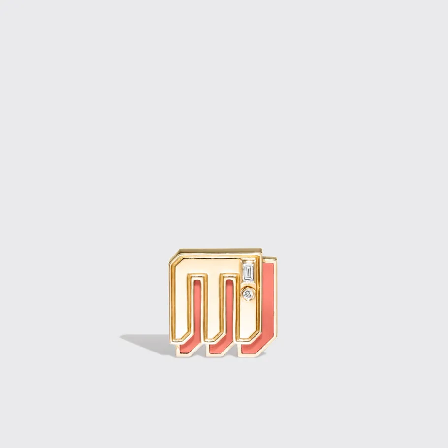 coral_yellow_gold_mini_le_10.webp CORAL YELLOW GOLD MINI LETTER MONO STUD>Boochier New