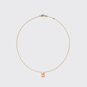 CORAL YELLOW GOLD MINI LETTER NECKLACE>Boochier Online