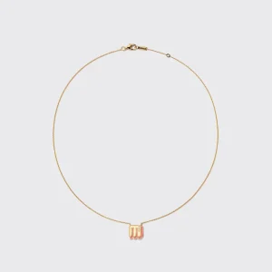 CORAL YELLOW GOLD MINI LETTER NECKLACE>Boochier Online