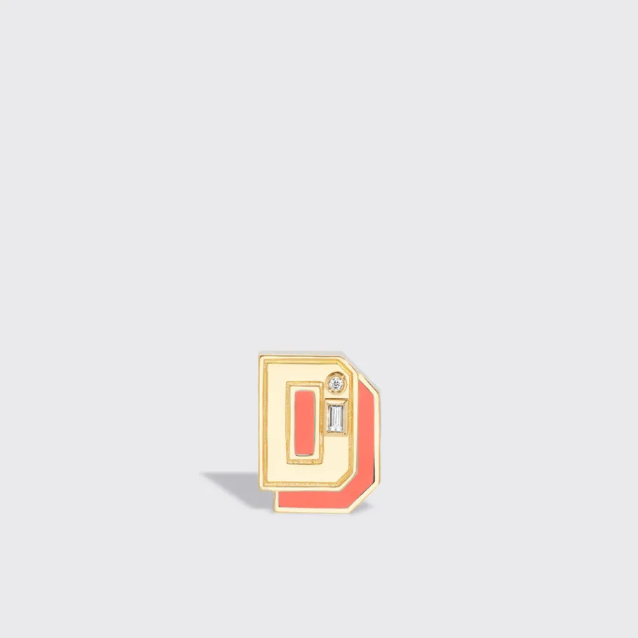 coral_yellow_gold_mini_le_4.webp CORAL YELLOW GOLD MINI LETTER MONO STUD>Boochier New