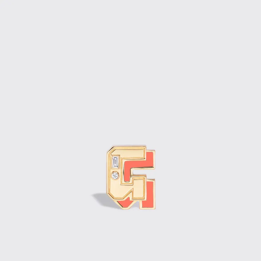 coral_yellow_gold_mini_le_6.webp CORAL YELLOW GOLD MINI LETTER MONO STUD>Boochier New