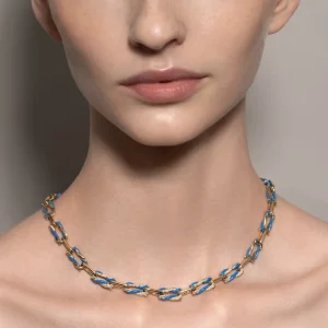 DARK BLUE FIVE DIAMOND FRUIT HOOPS NECKLACE>Boochier Discount