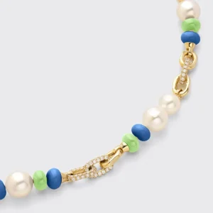 DARK BLUE-LIME GREEN DIAMOND B-BOY CHAIN NECKLACE>Boochier Online