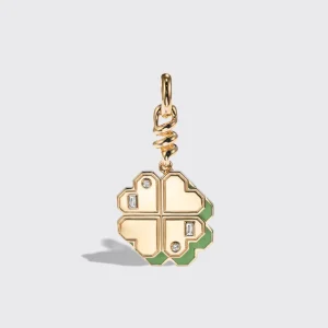 GREEN TURQUOISE YELLOW GOLD CLOVER LEAF CHARM>Boochier Best