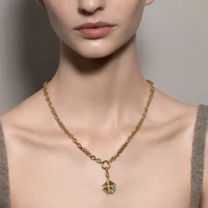 GREEN TURQUOISE YELLOW GOLD CLOVER LEAF CHARM>Boochier Best