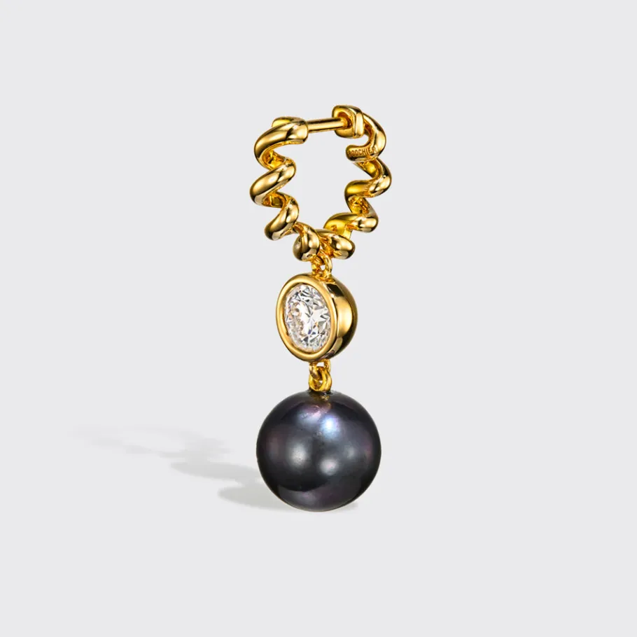 grey_pearl_and_diamond_ye_1.webp GREY PEARL AND DIAMOND YELLOW GOLD BEACHING DROP HUGGIE EARRINGS>Boochier Fashion