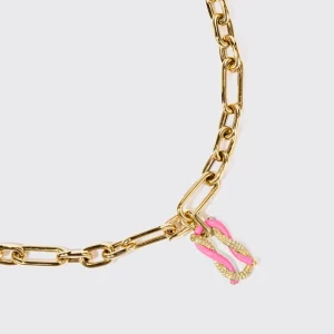 HOT PINK JUMBO FRUIT HOOPS PENDANT CHAIN NECKLACE [DETACHABLE]>Boochier Hot