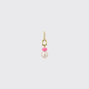 HOT PINK SINGLE PEARL DIAMOND B-BOY EARRING>Boochier Online