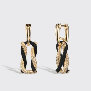 JUMBO BLACK HALF DIAMOND FRUIT HOOPS BUCKLE EARRINGS>Boochier Discount