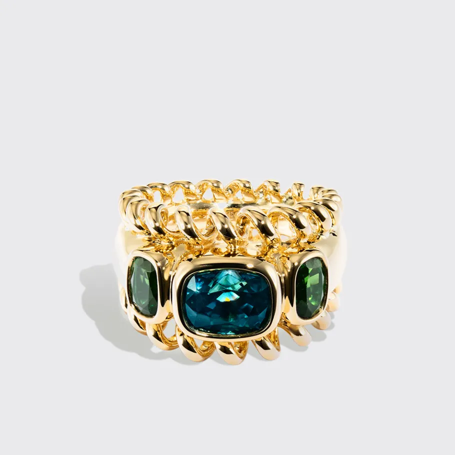 jumbo_blue_zircon__tsavor_1.webp JUMBO BLUE ZIRCON & TSAVORITE SLINKEE ICON RING>Boochier Discount