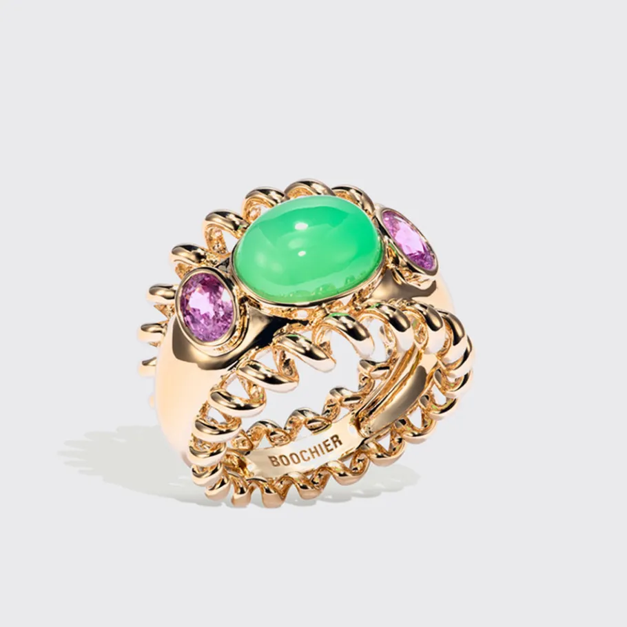 jumbo_chrysoprase__pink_s_0.webp JUMBO CHRYSOPRASE & PINK SAPPHIRE SLINKEE ICON RING>Boochier Fashion