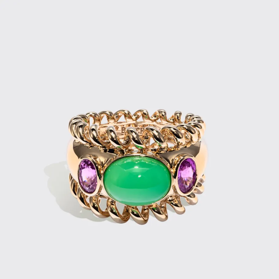 jumbo_chrysoprase__pink_s_1.webp JUMBO CHRYSOPRASE & PINK SAPPHIRE SLINKEE ICON RING>Boochier Fashion