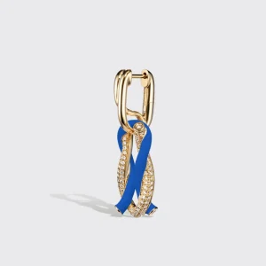 JUMBO DARK BLUE HALF DIAMOND FRUIT HOOPS BUCKLE EARRINGS>Boochier Fashion