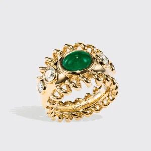 JUMBO EMERALD & DIAMONDS SLINKEE ICON RING>Boochier Discount