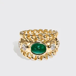 JUMBO EMERALD & DIAMONDS SLINKEE ICON RING>Boochier Discount
