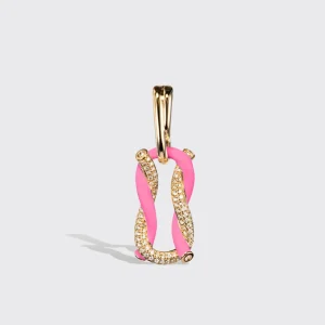 JUMBO HOT PINK HALF DIAMOND FRUIT HOOPS BUCKLE EARRINGS>Boochier Hot