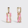 JUMBO LIGHT PINK HALF DIAMOND FRUIT HOOPS BUCKLE EARRINGS>Boochier Clearance