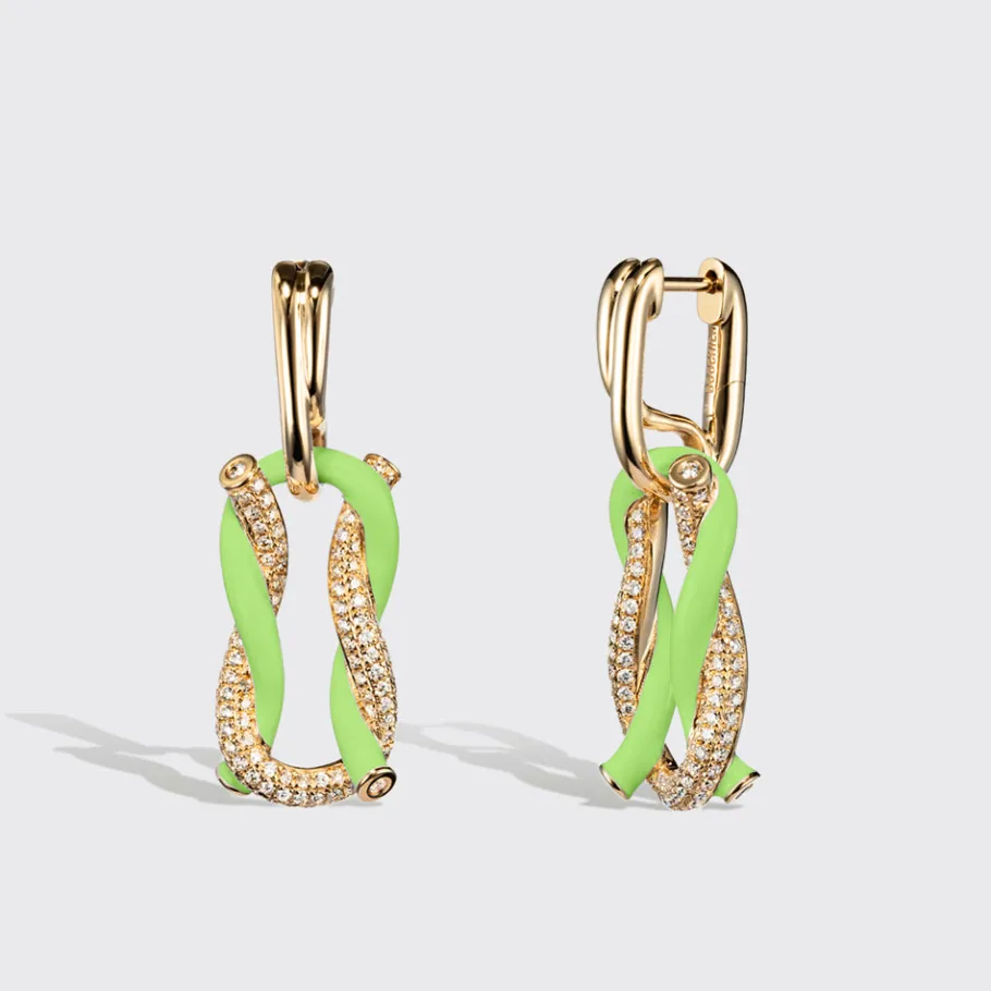 jumbo_lime_green_half_dia_0.webp JUMBO LIME GREEN HALF DIAMOND FRUIT HOOPS BUCKLE EARRINGS>Boochier Outlet