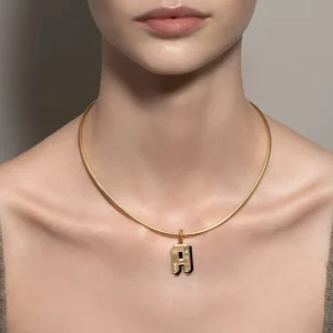 JUMBO ONYX NOSTALGIA LETTER PENDANT>Boochier Online