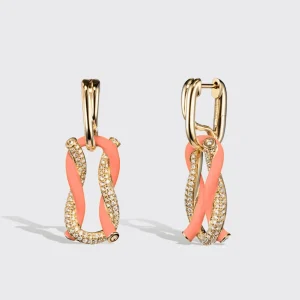 JUMBO ORANGE HALF DIAMOND FRUIT HOOPS BUCKLE EARRINGS>Boochier Sale