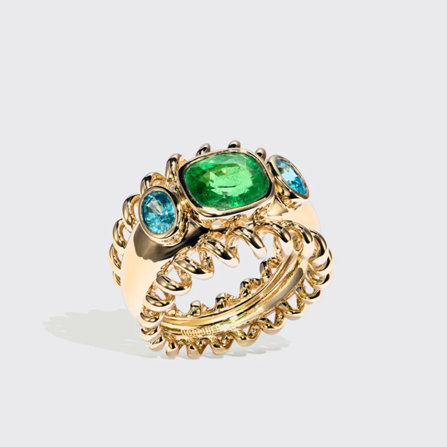 jumbo_tsavorite__blue_zir_0.webp JUMBO TSAVORITE & BLUE ZIRCON SLINKEE ICON RING>Boochier Best