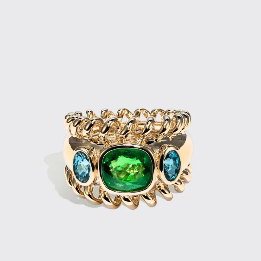 jumbo_tsavorite__blue_zir_1.webp JUMBO TSAVORITE & BLUE ZIRCON SLINKEE ICON RING>Boochier Best