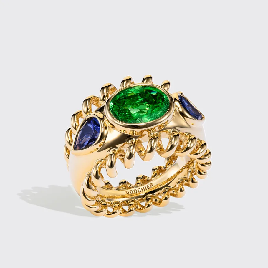 jumbo_tsavorite__tanzanit_0.webp JUMBO TSAVORITE & TANZANITE SLINKEE ICON RING>Boochier Outlet