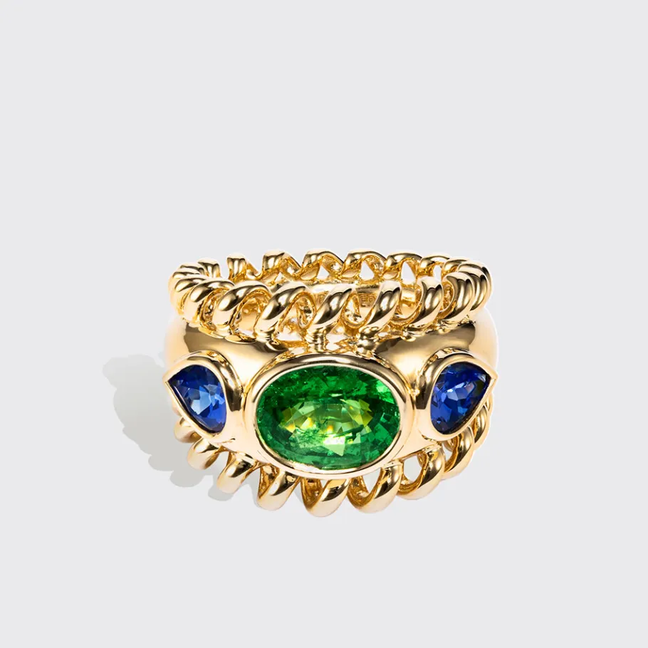 jumbo_tsavorite__tanzanit_1.webp JUMBO TSAVORITE & TANZANITE SLINKEE ICON RING>Boochier Outlet