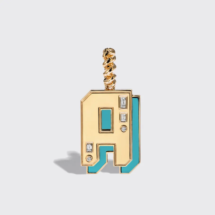 jumbo_turquoise_nostalgia_0.webp JUMBO TURQUOISE NOSTALGIA LETTER PENDANT>Boochier Outlet