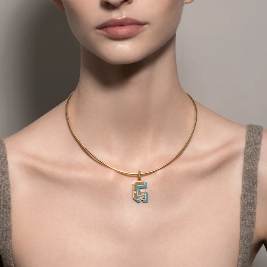 jumbo_turquoise_nostalgia_1.webp JUMBO TURQUOISE NOSTALGIA LETTER PENDANT>Boochier Outlet