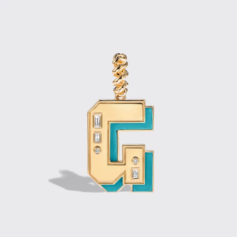 jumbo_turquoise_nostalgia_4.webp JUMBO TURQUOISE NOSTALGIA LETTER PENDANT>Boochier Outlet