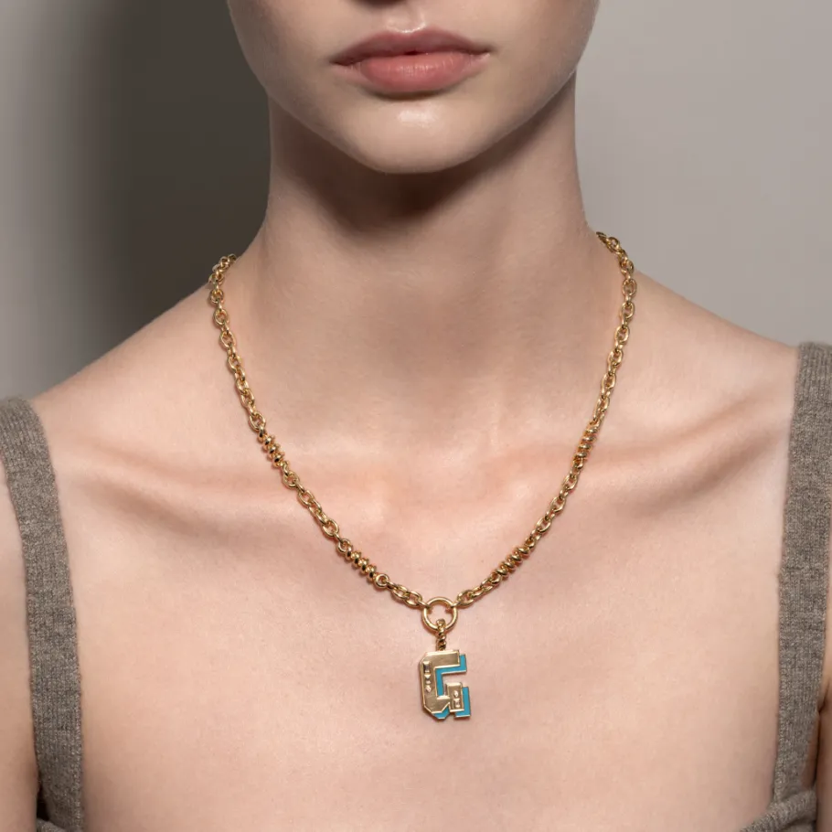 jumbo_turquoise_nostalgia_7.webp JUMBO TURQUOISE NOSTALGIA LETTER PENDANT>Boochier Outlet